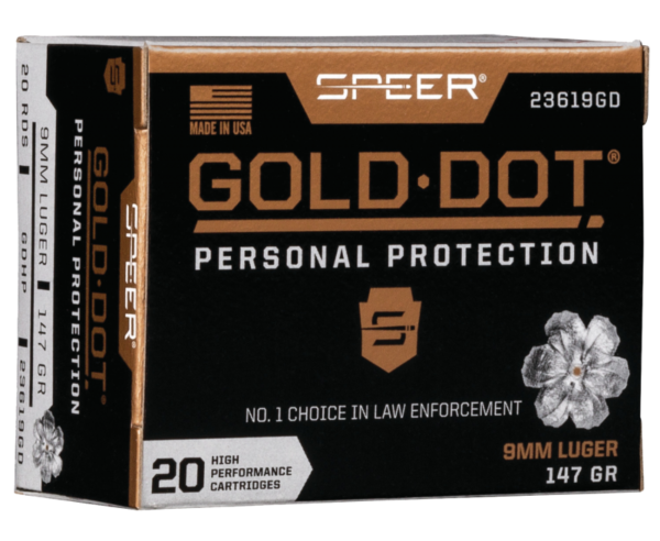 Speer Gold Dot Personal Protection Ammo 9mm 20-Rounds 147 Grain Hollow Point