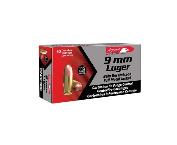 Aguila 9mm Luger 115gr. FMJ Brass 9mm 50Rds