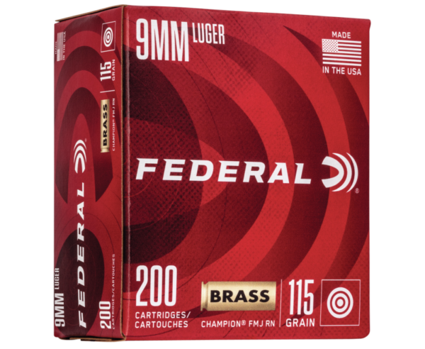 Federal Champion Training Brass 9mm 115 Grain 200-Rounds FMJ