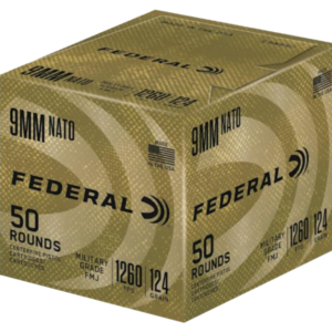 Federal Military Grade Brass 9mm 124 Grain 50-Rounds FMJ