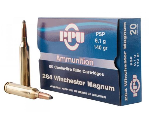 PPU PP264 Rifle Ammo 140 Grain 264 Win Mag 20 Rounds Soft Point