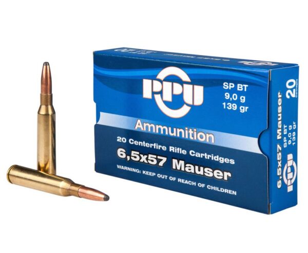 PPU PP30063 Metric Rifle 139 Grain 6.5x57mm Mauser 20 Rounds Soft Point Boat Tail