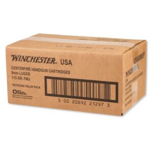 Winchester Centerfire Handgun Brass 9mm 115-Grain 1000-Rounds FMJ