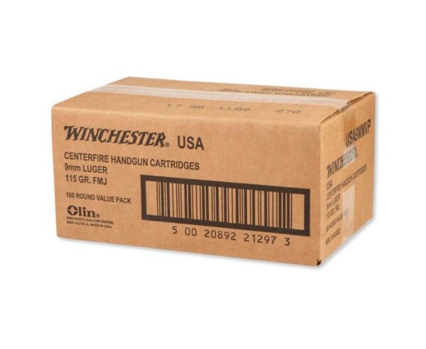 Winchester Centerfire Handgun Brass 9mm 115-Grain 1000-Rounds FMJ