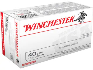 Winchester USA Ammunition 40 S&W 165 Grain Full Metal Jacket Flat Nose