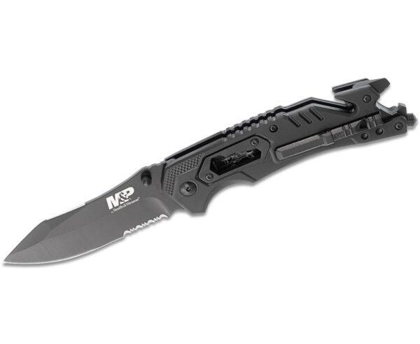 Smith & Wesson M&P Assisted Open Knife & Tool - 3.5" Clip Point Partially Serrated Blade